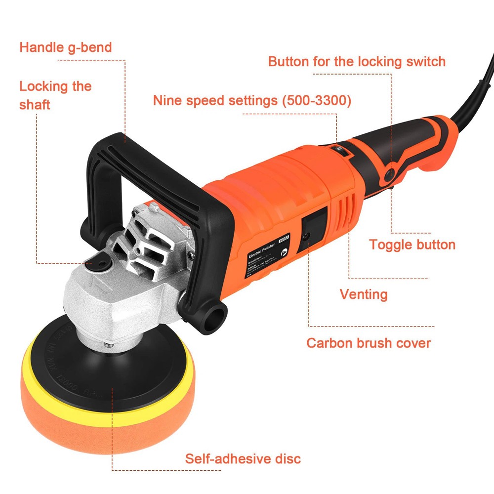 7-Speed 5″6″+7″Car Buffer Polisher Waxer Rotary Backing Plate Polishing Machine