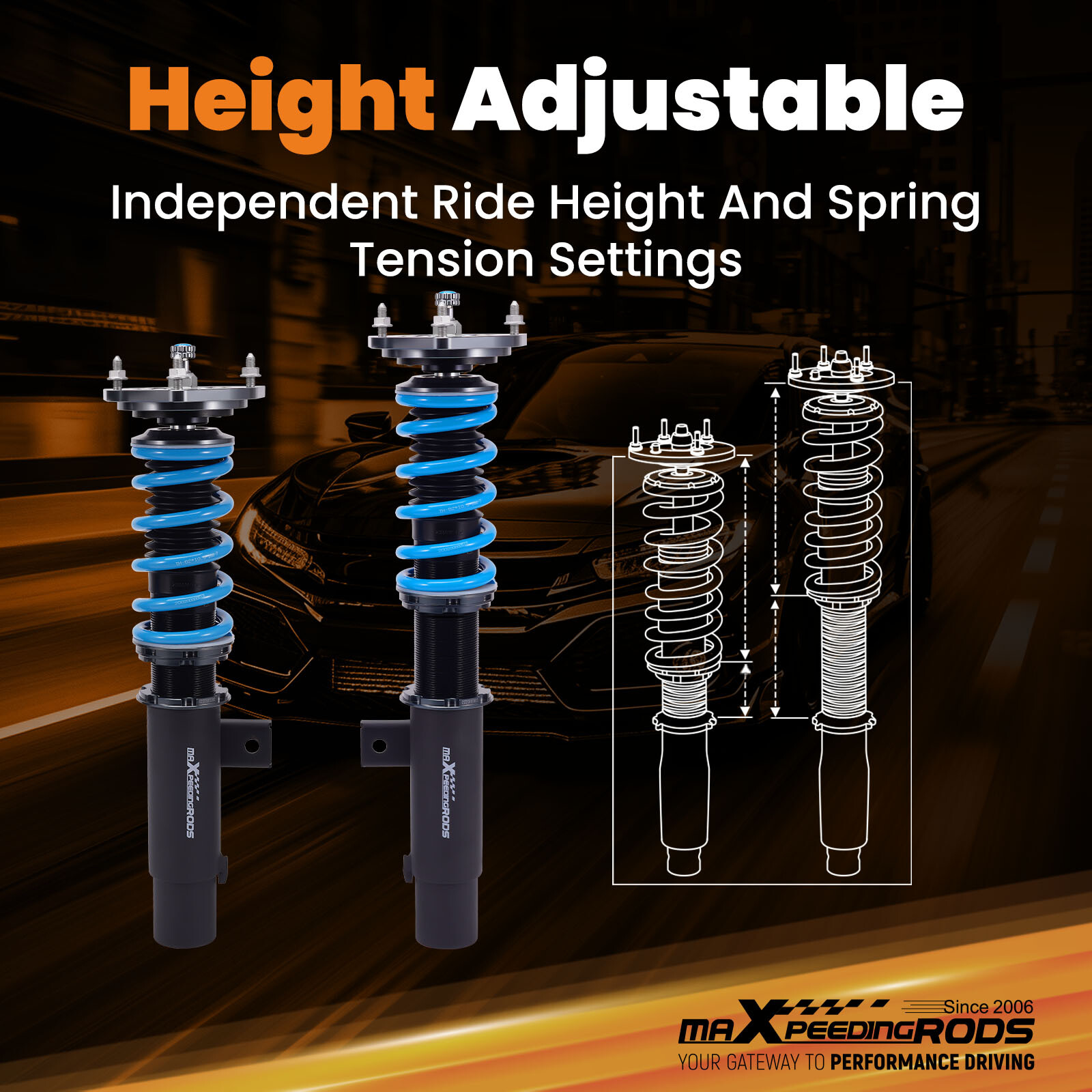 MaXpeedingrods T6 Coilovers Lowering Kit For Volkswagen Passat FWD / AWD 2012-16
