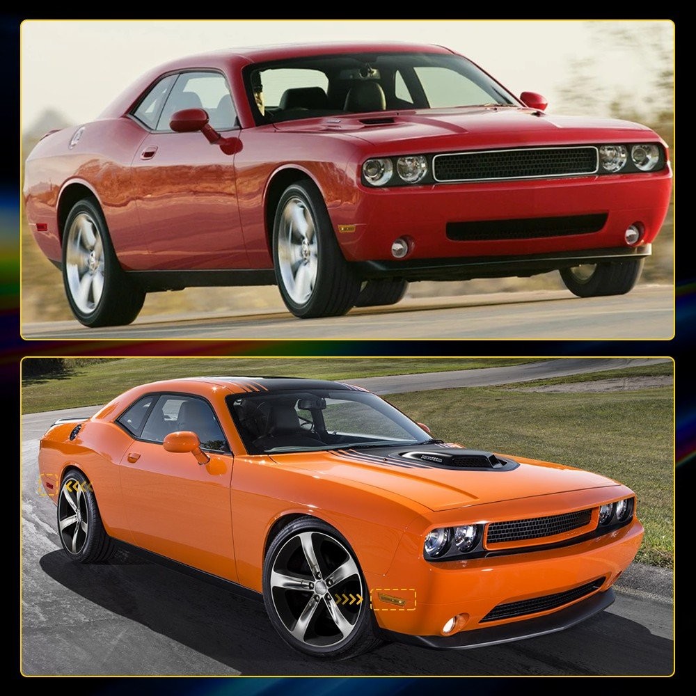 Front&Rear Lens Side Marker Lights Covers Kit For 2008-2014 Dodge Challenger