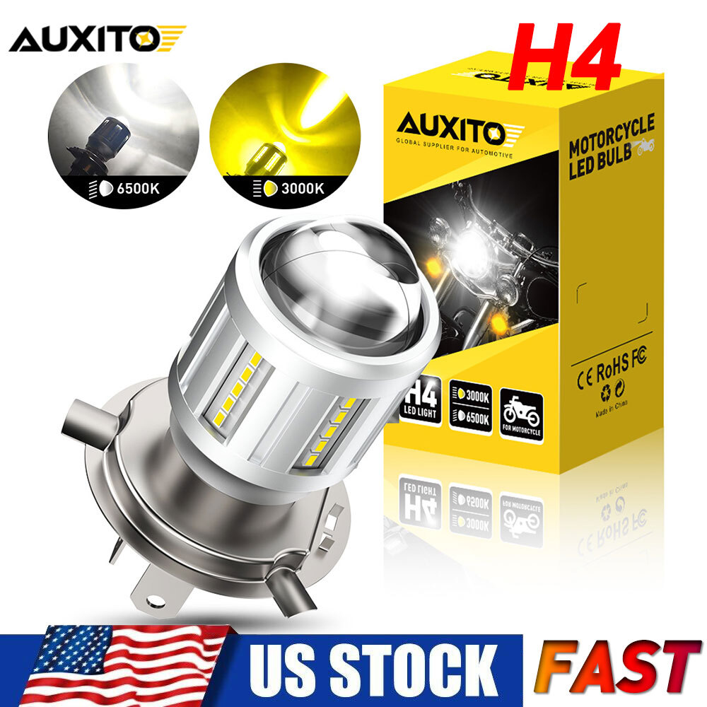 H4 9003 Motor LED Headlight Bulb Kit 1500LM Hi/Lo Beam White&Yellow Dual Color