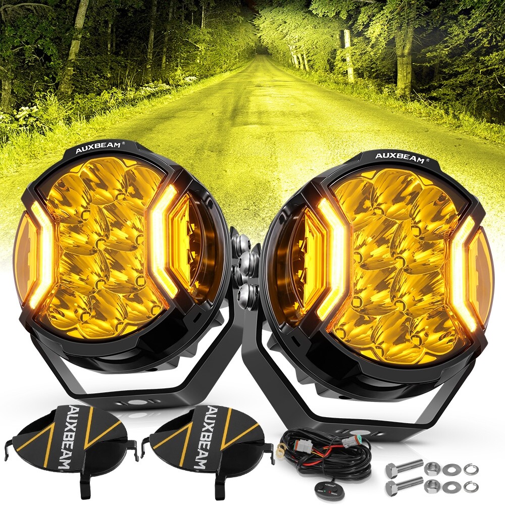 AUXBEAM V-ULTRA 5 Inch 172W LED Side Shooter Amber/White Pod Lights w/ Amber DRL