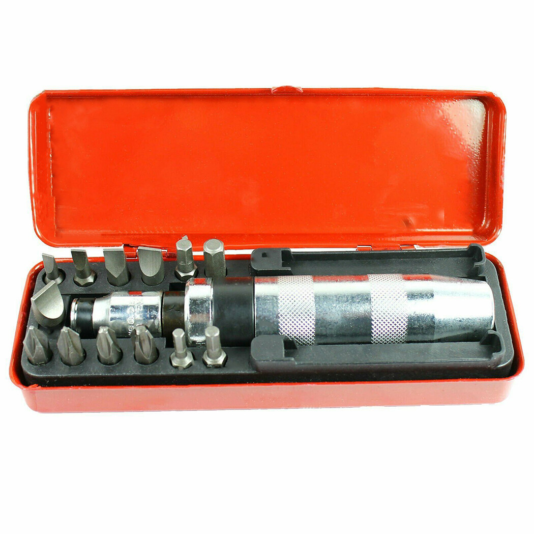 14 Pc 1/2″ Heavy Duty Impact Screwdriver Driver Set SAE Reversible w/ Metal Case