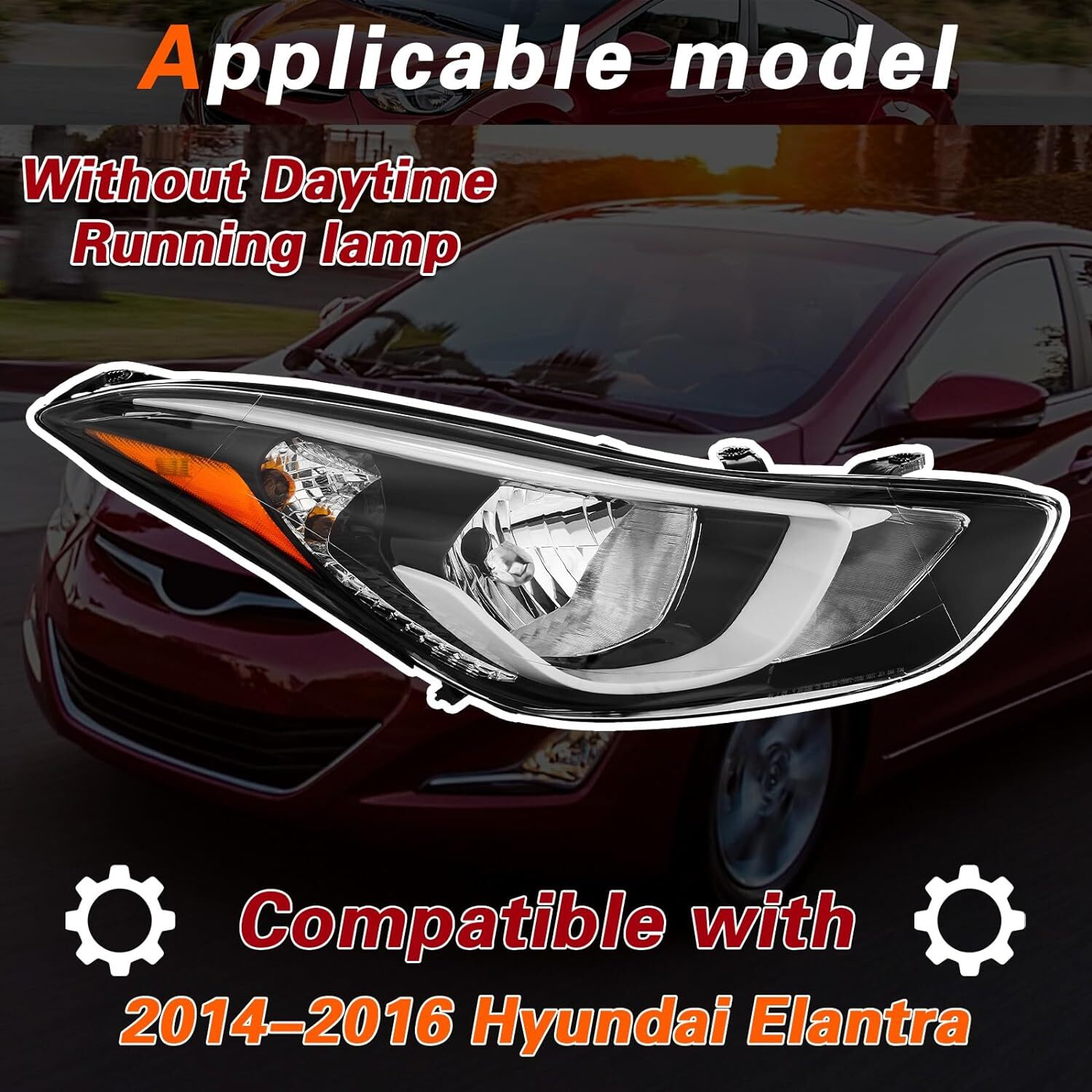Pair Fits 2014 2015 2016 Hyundai Elantra Headlight Assembly Left Right W/Bulbs