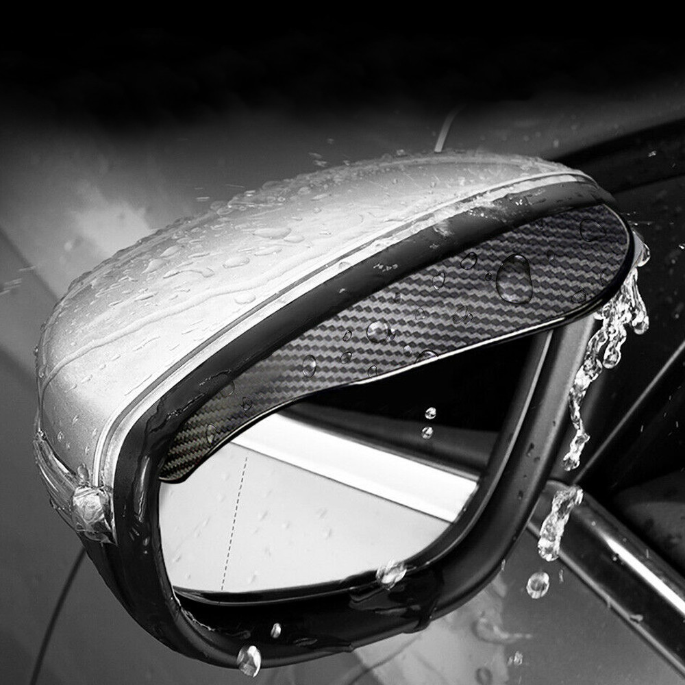 2x Car Carbon Fiber Black Rearview Side Mirror Rain Visor Guard Car Accessories