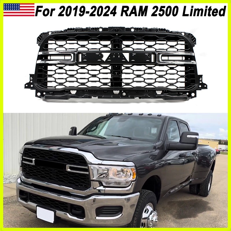 Chrome Front Bumper Grille W/ Cover Trim For 2019-2024 Ram 2500 3500 Tradesman