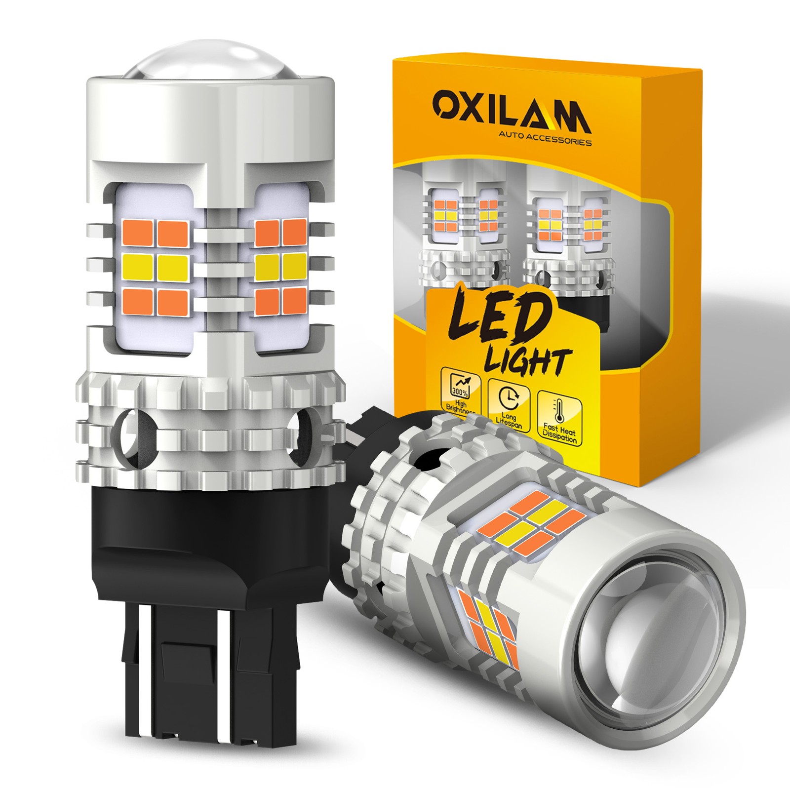 OXILAM 7443 LED Turn Signal Parking DRL Light Bulb Amber White Anti Hyper Flash