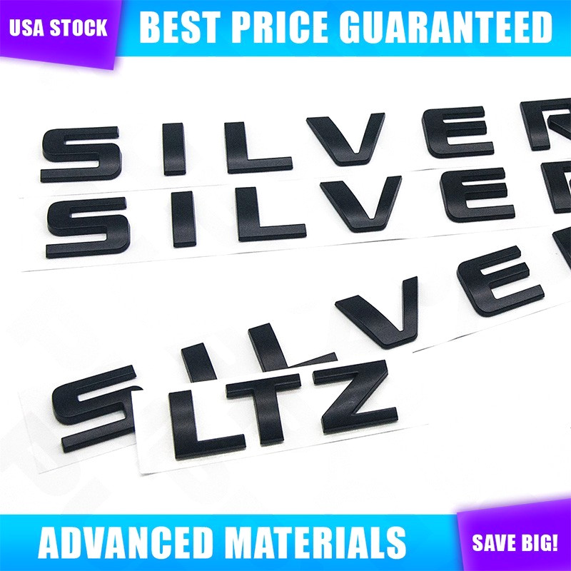 4PCS Matte Black Door Emblems Tailgate Letters Badge For Silverado LTZ 2007-2018