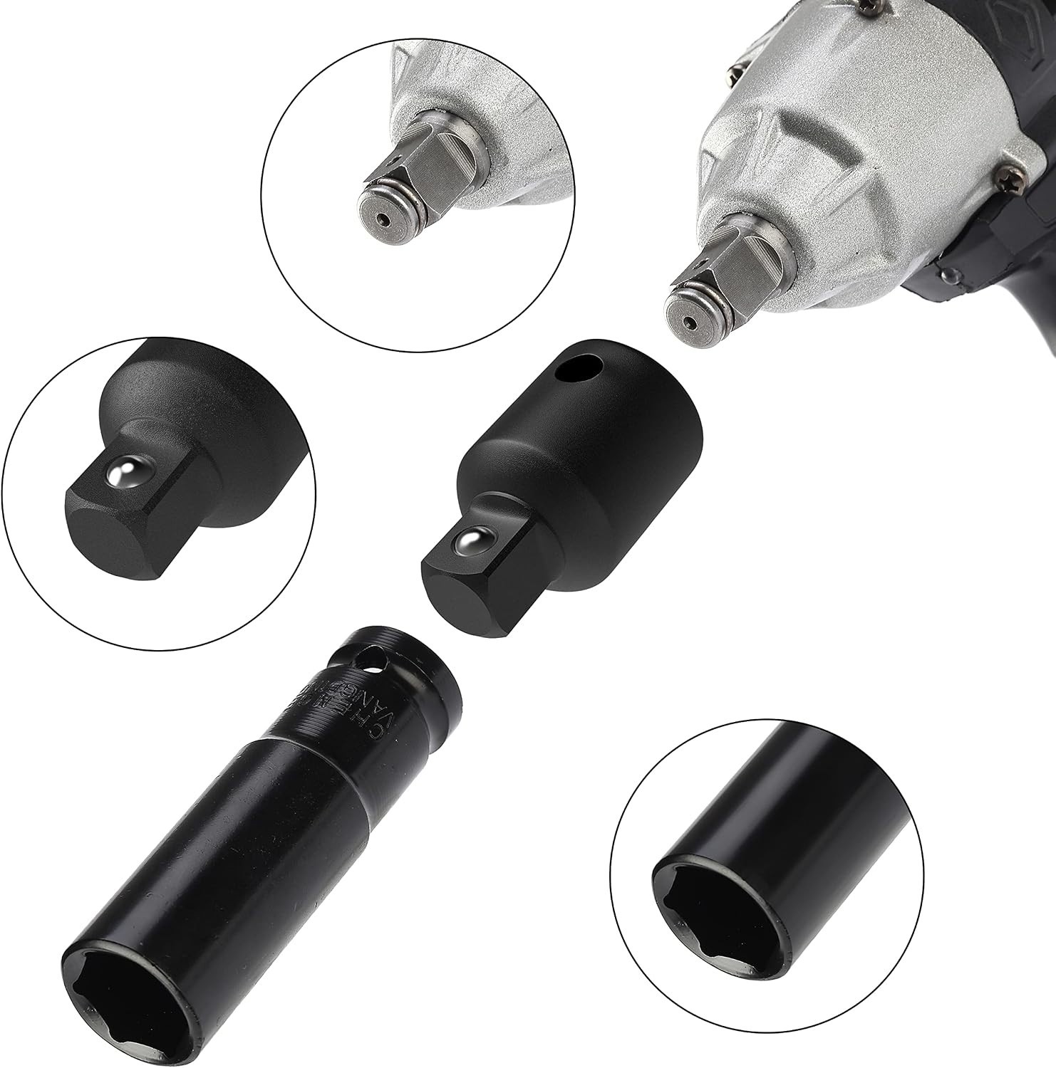 Bates 4-Piece Impact Socket Adapter & Reducer Set – Chrome Vanadium Steel