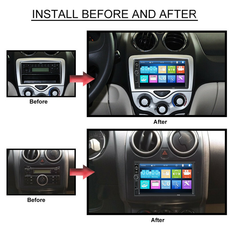 7” Touch Screen Double Bluetooth Car Stereo Radio MP5 Player Reversing Camera