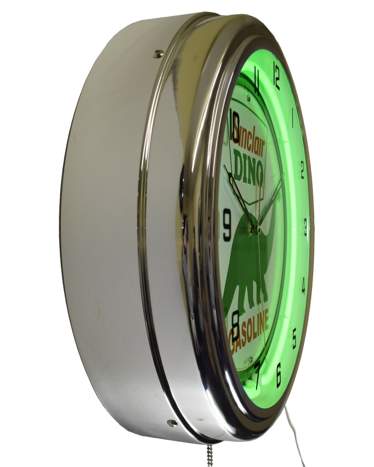 16″ Sinclair Dino Gasoline Neon Clock Man Cave Garage Decor (Green)