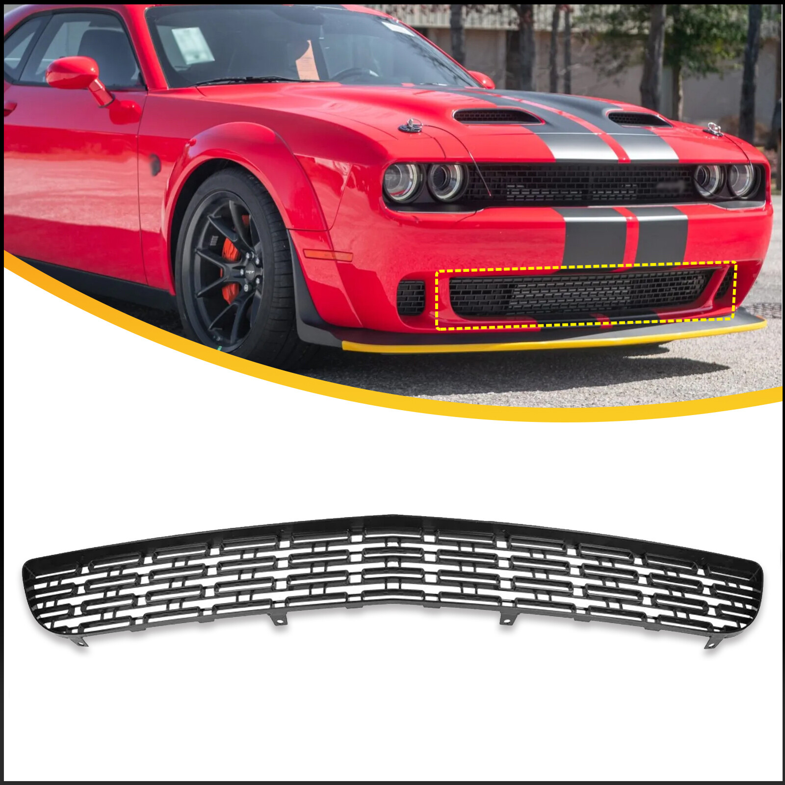 Front Bumper Lower Grille Grill Black For 2015-2022 Dodge Challenger 68259756AA