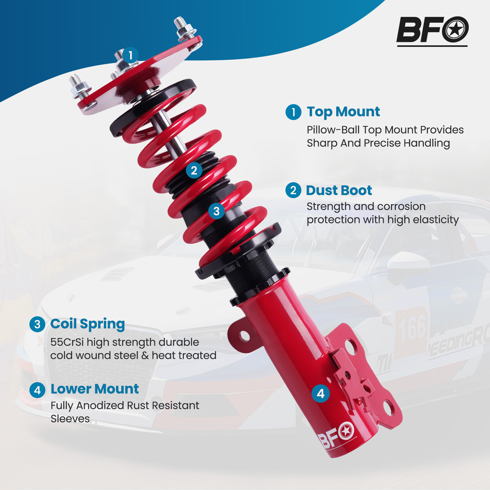 BFO Coilovers Suspension Kit For Scion TC 2011-2016 AGT20 Adjustable Height