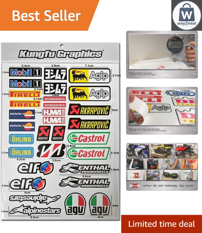 Motocross Sponsor Logos Racing Sticker Sheet 7.2×10.2 Inch – Waterproof Vinyl