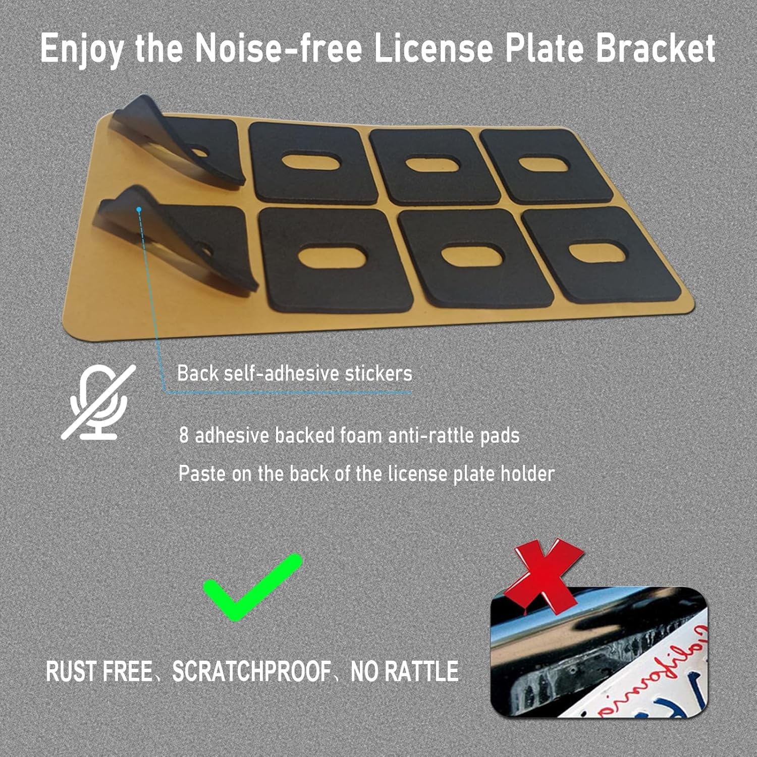 License Front Plate Bracket Rustproof Holder w/ Copper Nuts Zip Stainless Ties