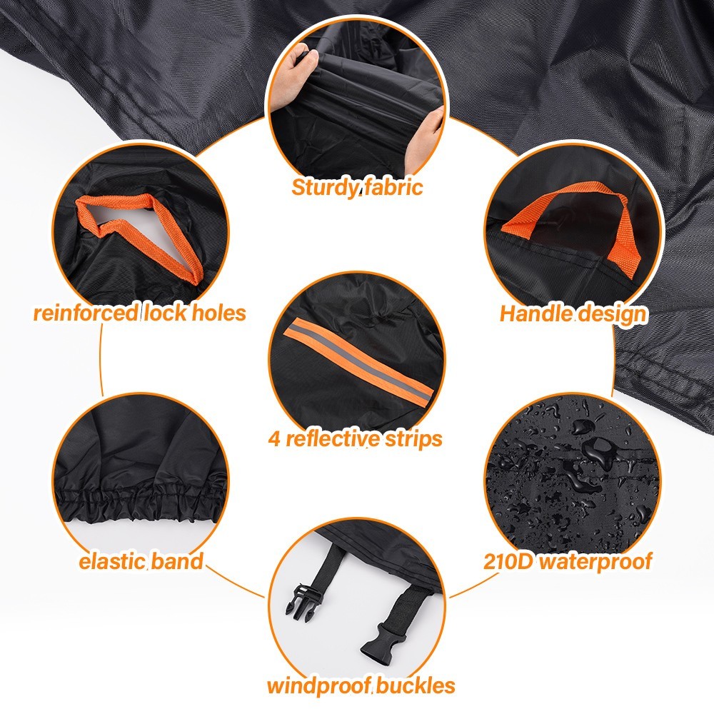 210D Motorcycle Cover, Heavy Duty Waterproof Motorcycle Covers Outdoor Storage