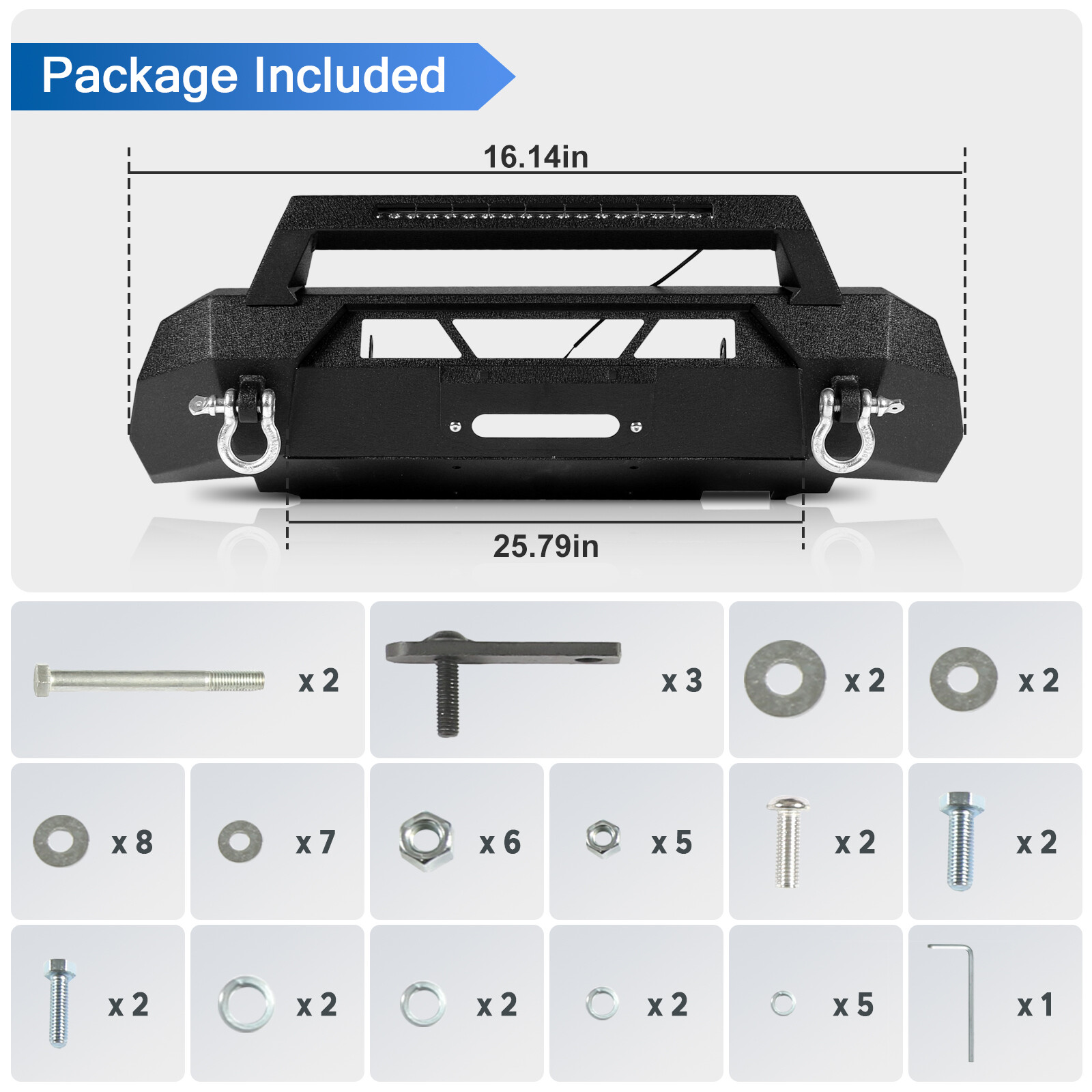 Steel Front Bumper Guard Bull Bar Hidden Winch Fit For Toyota Tacoma 2016-2023