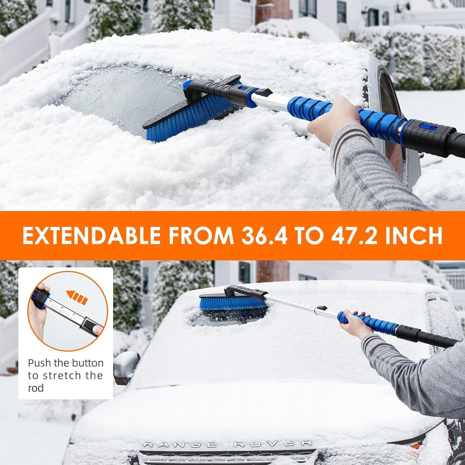 Multi-Limit Length Snow Brush with 360° Pivot Head for Complete Snow Clearance