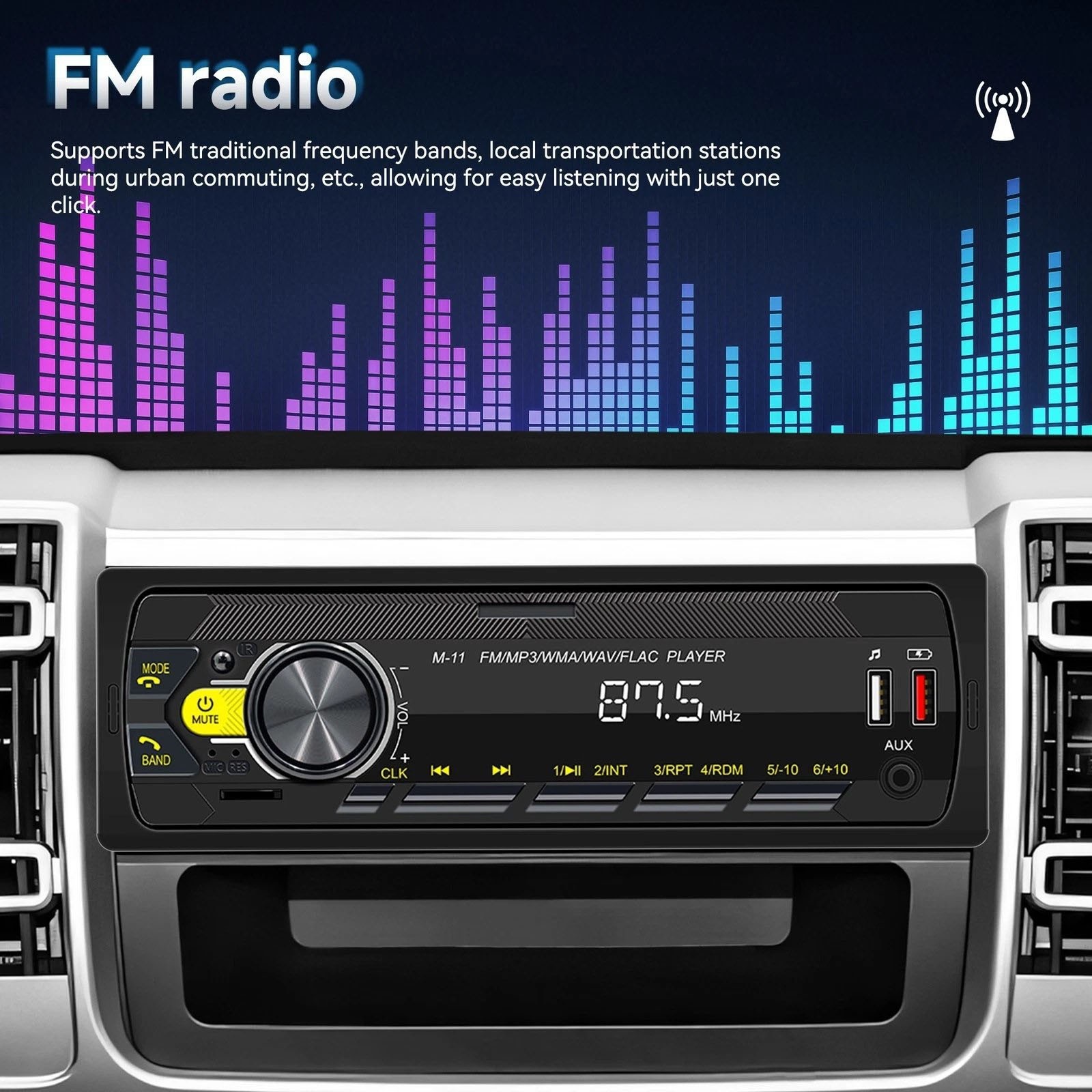Single Din Car Radio Bluetooth 5.0 FM USB AUX MP3 Player App Control System
