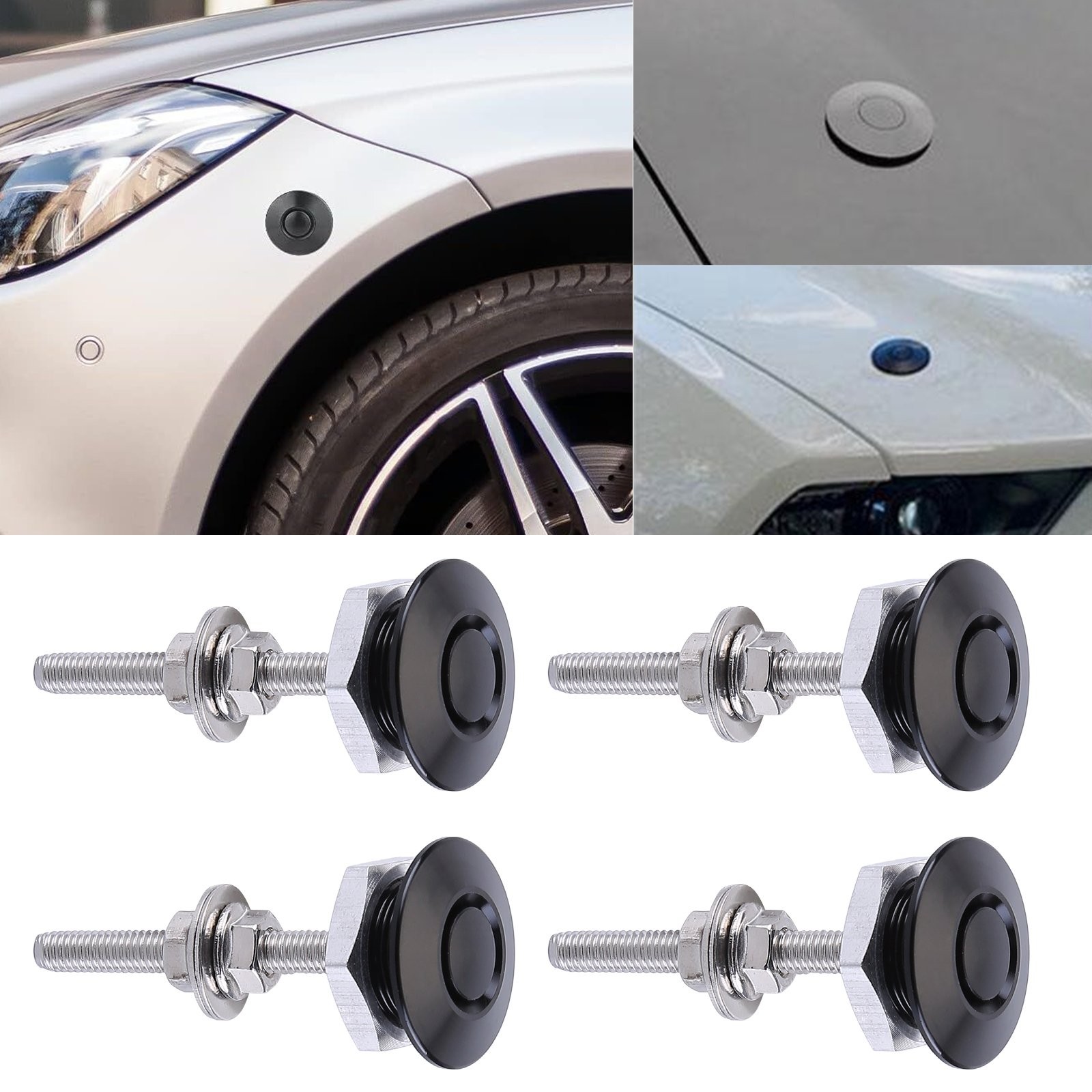 4Pcs Push Button Quick Release Hood Pins Bonnet Lock Clip Latch Bumper Universal