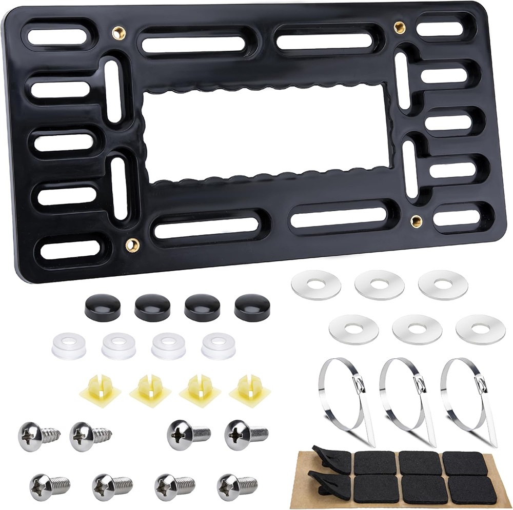 Premium ABS Front License Plate Bracket Adjustable 2/4 Plate Holder Mount Kit