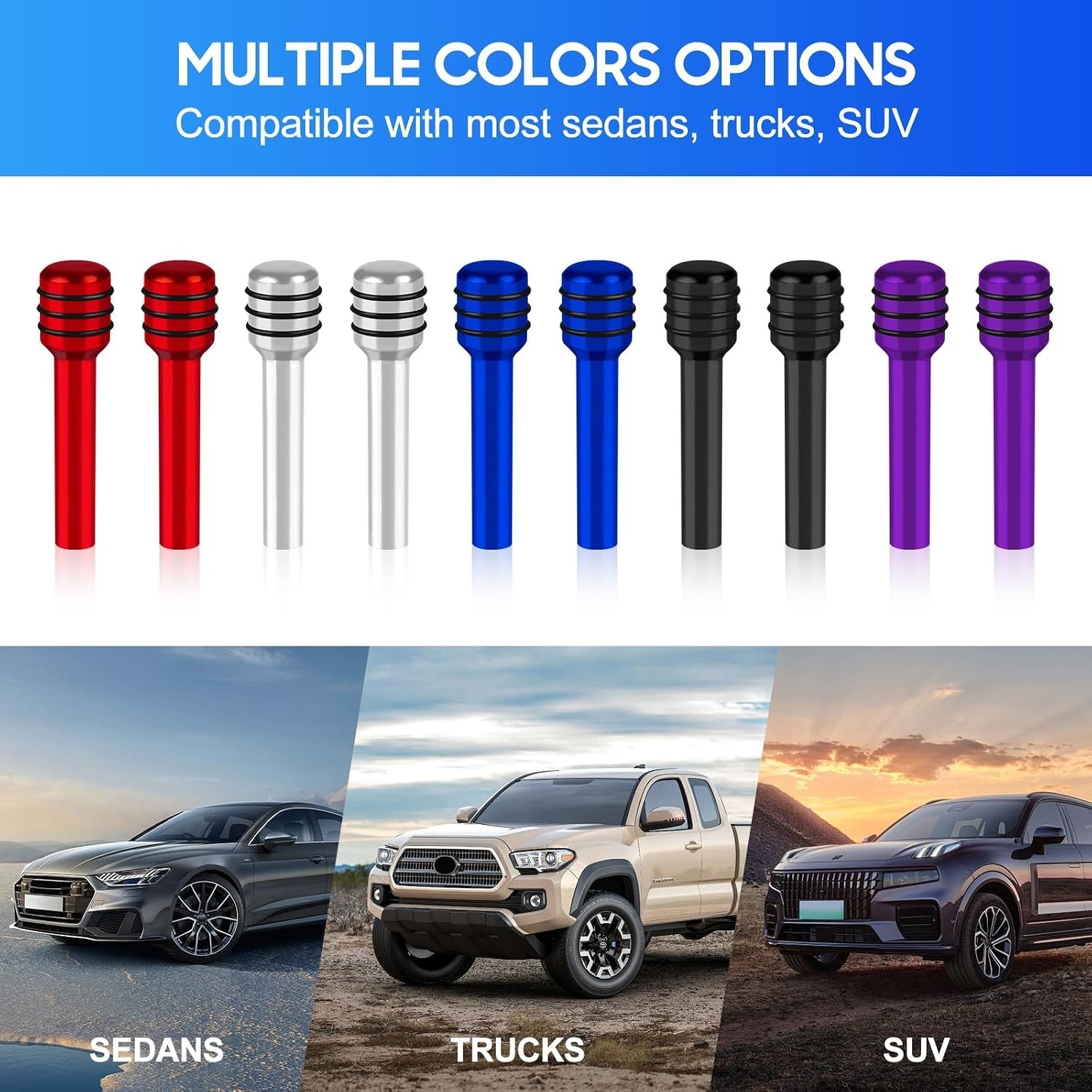 4PCS Car Door Lock Knobs Aluminum Alloy Universal Auto Interior Decor Purple
