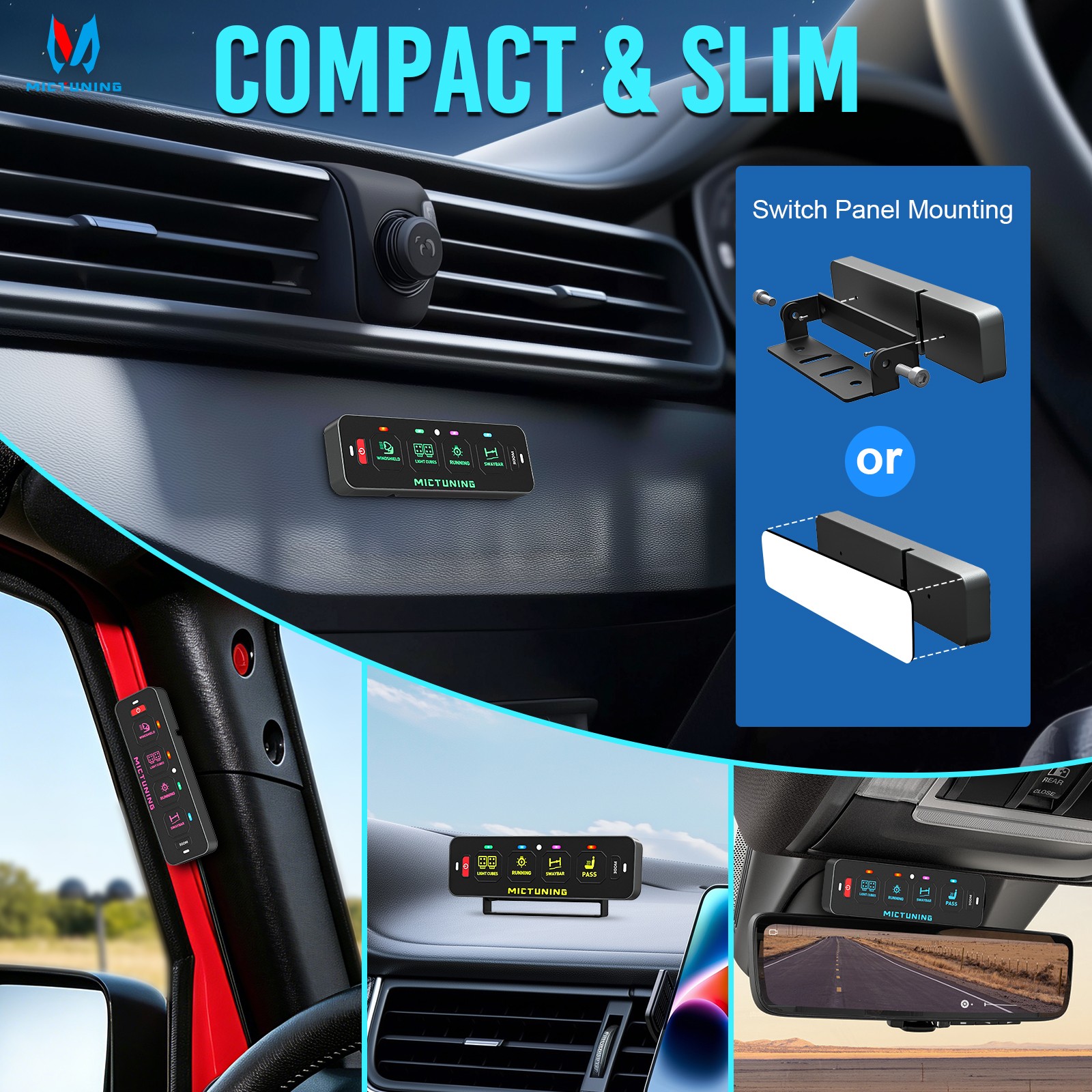 Wireless Slim 4 Gang Switch Panel w/App Control, 12V LED Circuit Relay System
