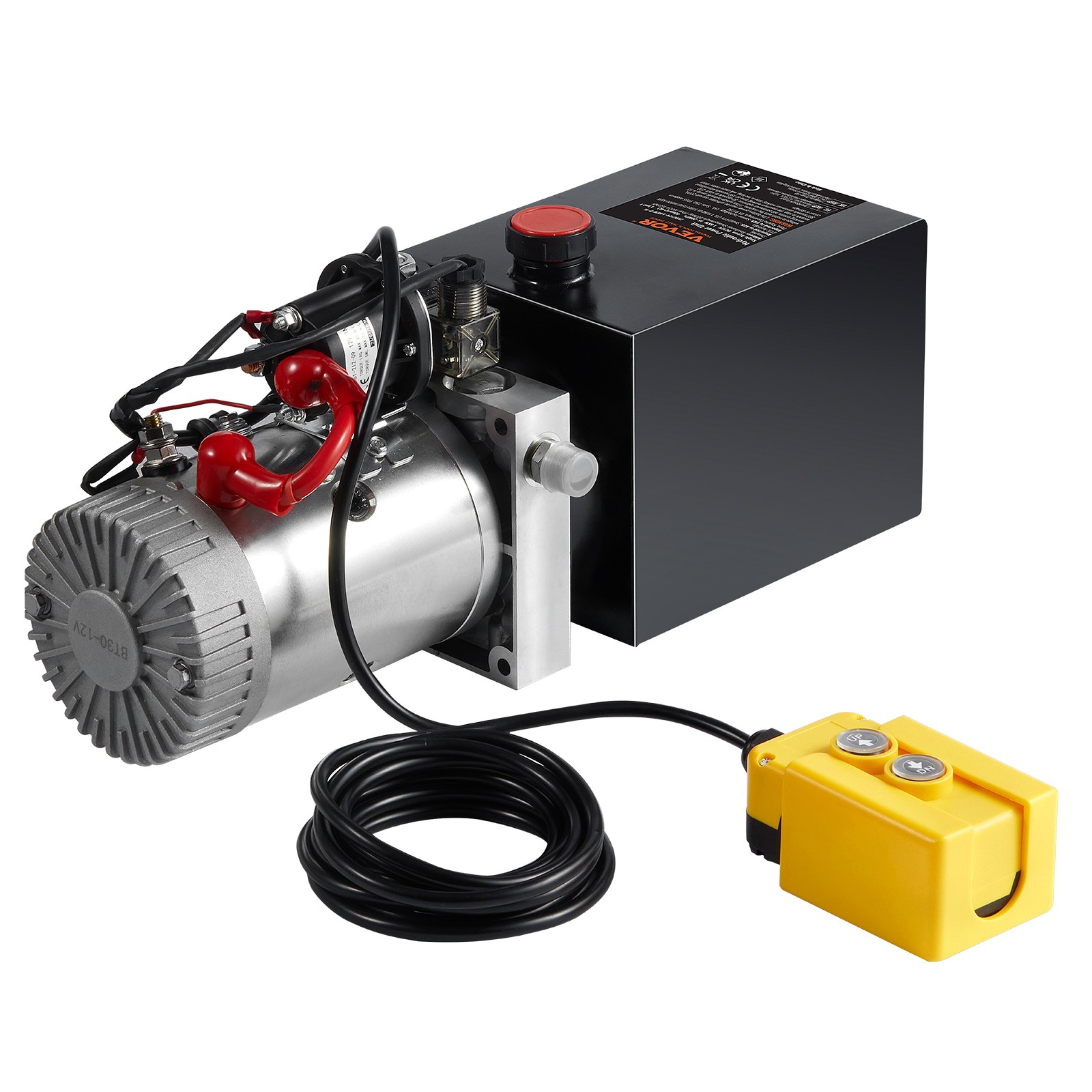 VEVOR Hydraulic Pump 4 Quart Single Acting Dump Trailer Pump Power Unit DC 12V