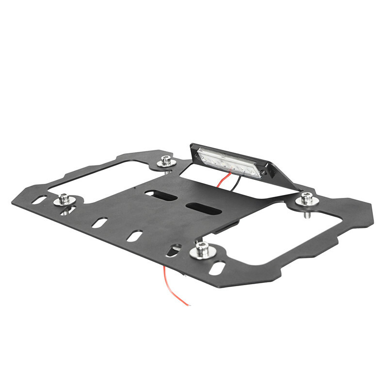 Front & Rear D-ring Mount License Plate Relocation Holder Bracket w/ LED Light