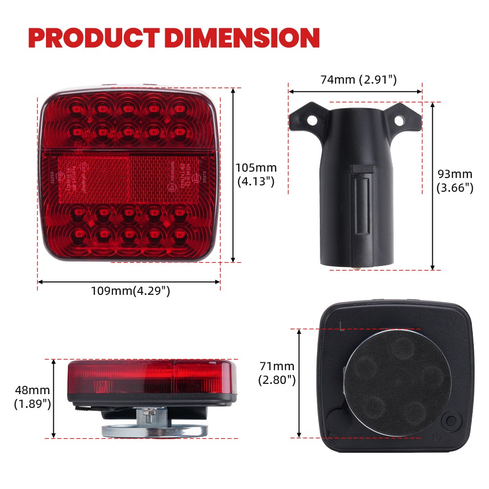 2x Wireless Magnetic Trailer Lights Rechargeable LED Tail Light Kit For Trailer