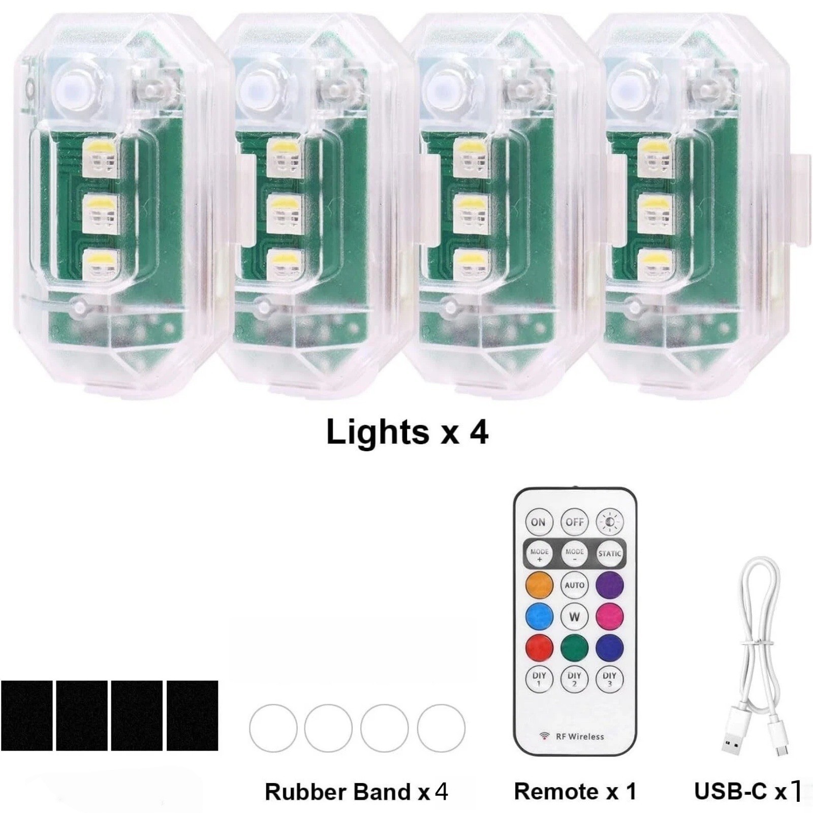 4Pcs Wireless LED Strobe Light IP65 Waterproof with Remote Control Flash Lights