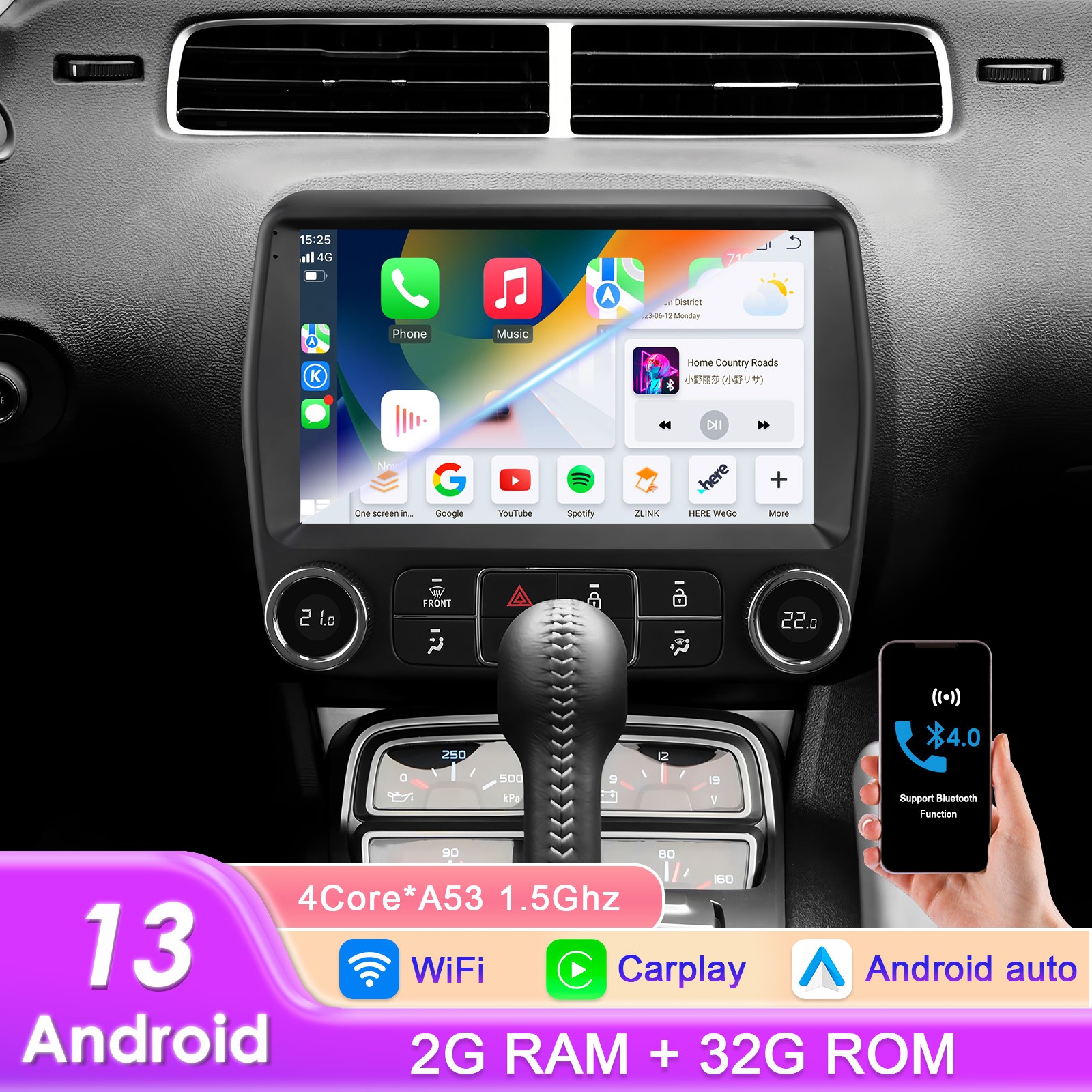 For Chevrolet Camaro 2010-2015 Android14 Apple CarPlay Car Stereo Radio GPS Nav