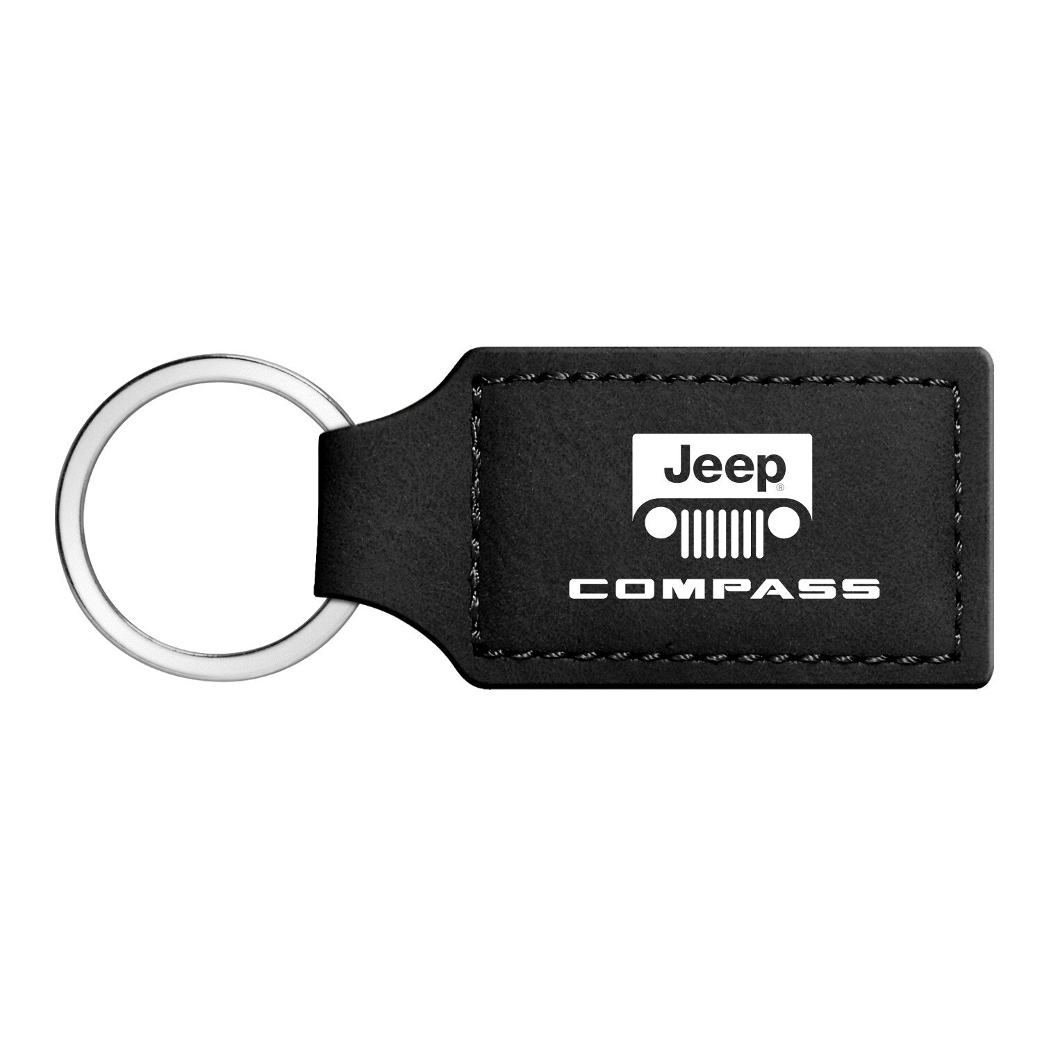Jeep Compass Rectangular Black Leather Key Chain Key-Ring