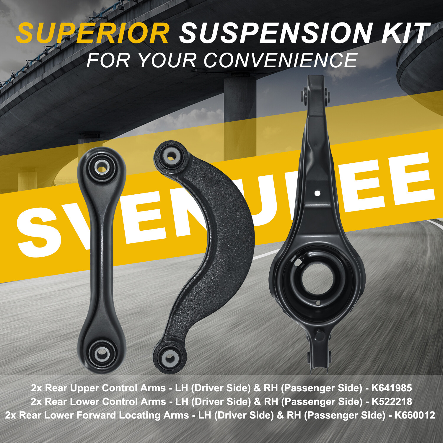 6Pcs Rear Upper Lower Control Arm Suspension Kit Set for 2004 – 2009 Mazda 3