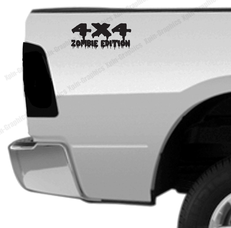 2x 4×4 Zombie Edition Sticker Decal Truck Bed Side Fits Ford GMC Chevrolet Ram