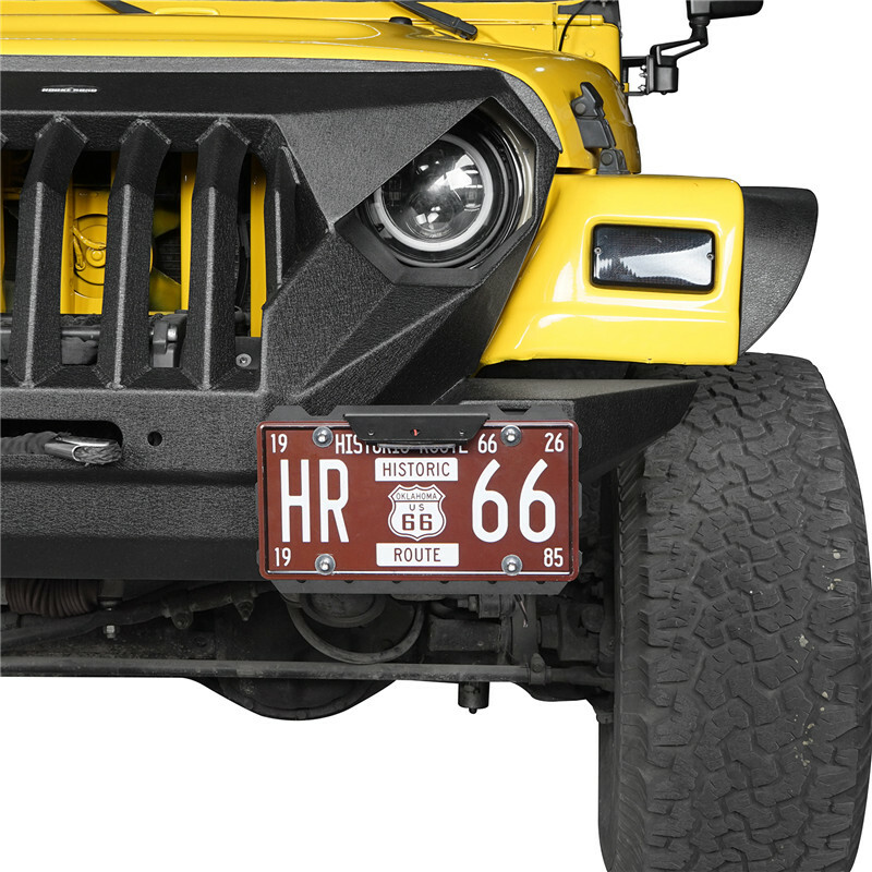 Front & Rear D-ring Mount License Plate Relocation Holder Bracket w/ LED Light