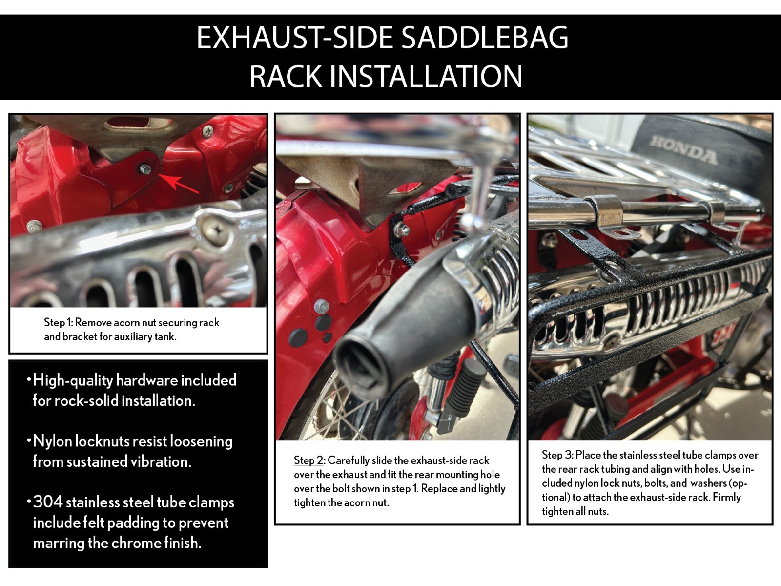 USA Made Saddlebag Racks for Honda CT90 CT110 Trail Bike – Easy, No Mod Install