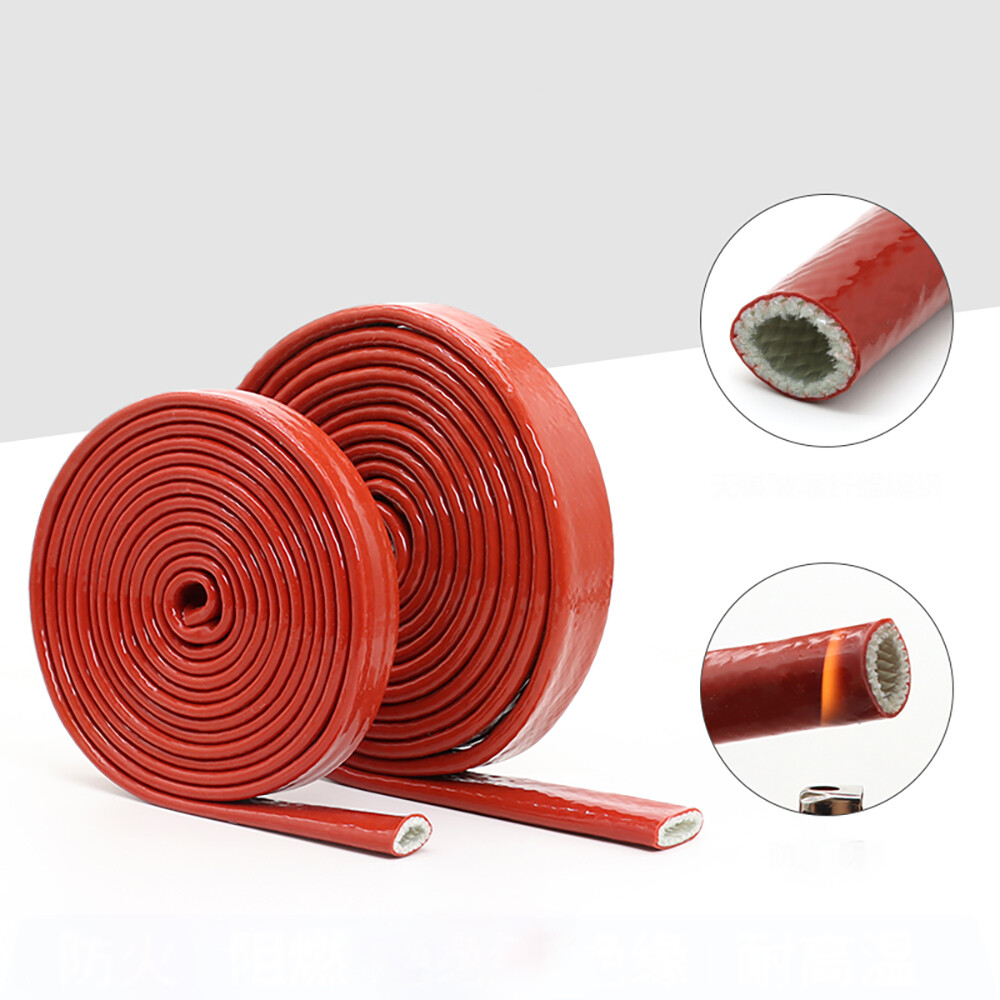 Silicone Insulation Fire Sleeving Protective Heat Shield Sleeve 5/8″1/2″ 3/4″ 1″