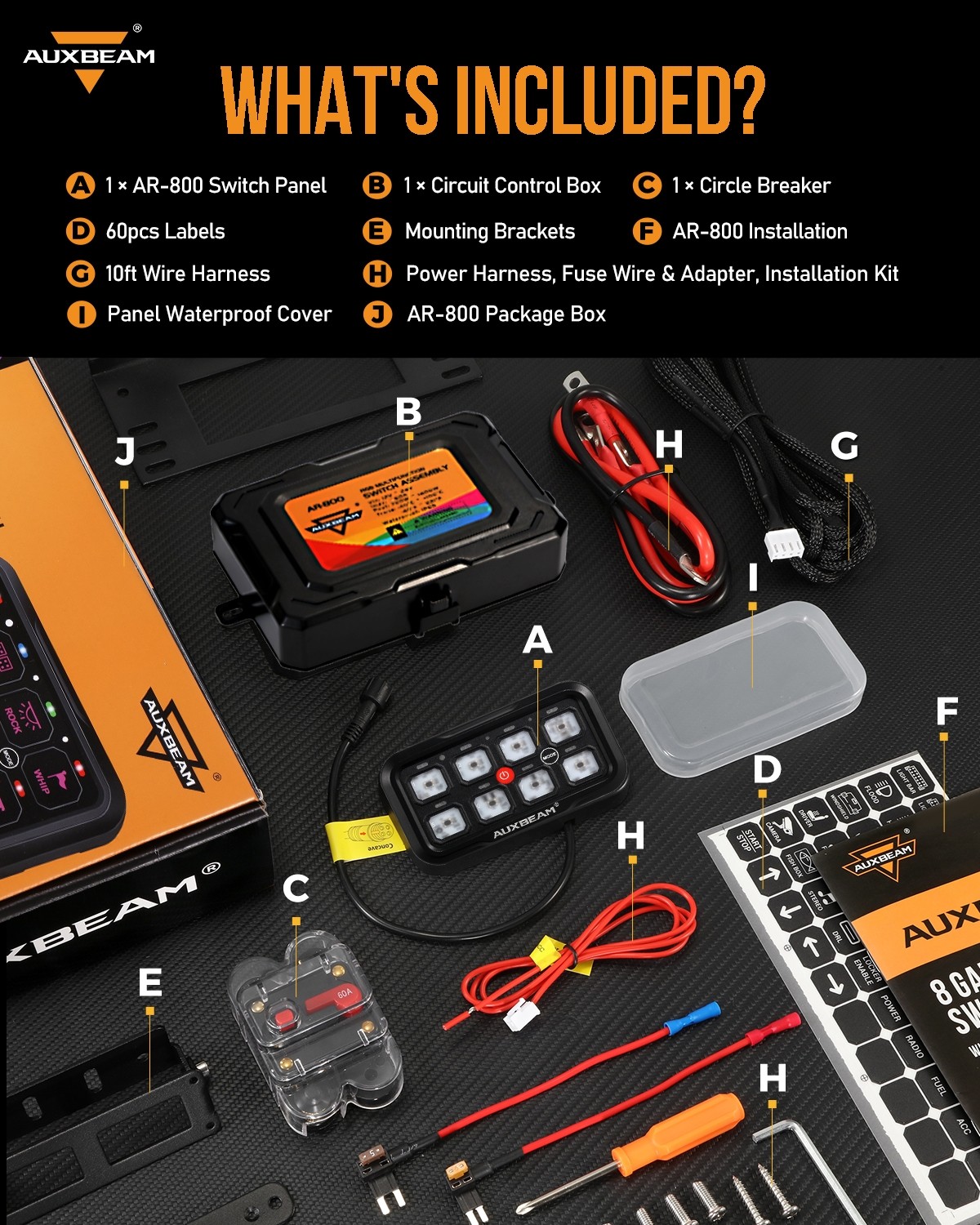 AUXBEAM AR-800 Multifunction 8 Gang RGB Switch Panel for Nissan Pickup Truck SUV