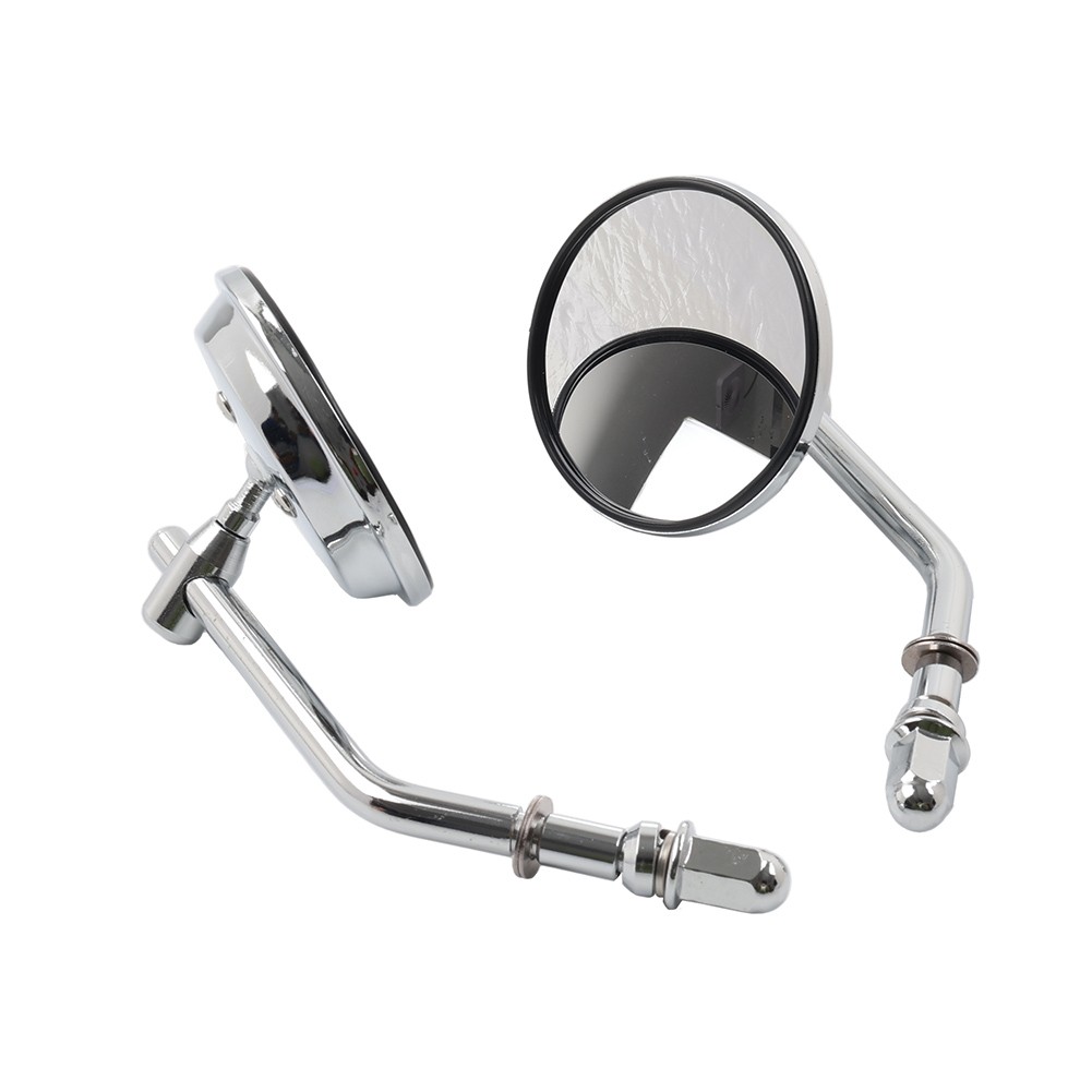Motorcycle Round Retro Rearview Side Mirrors Chrome For Harley Davidson 8mm