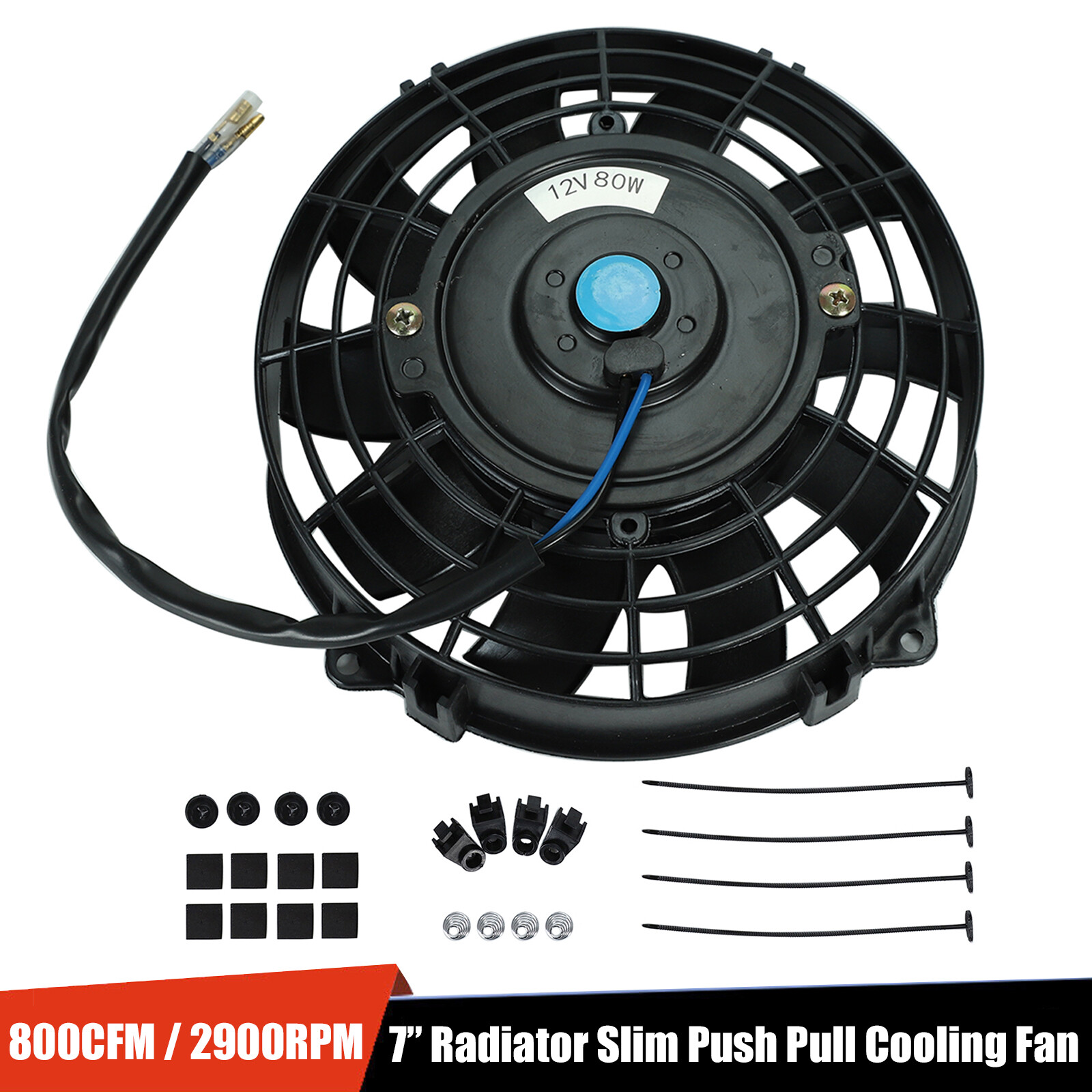 7″ inch Universal Slim Fan Push Pull Electric Radiator Cooling 12V Mount Kit