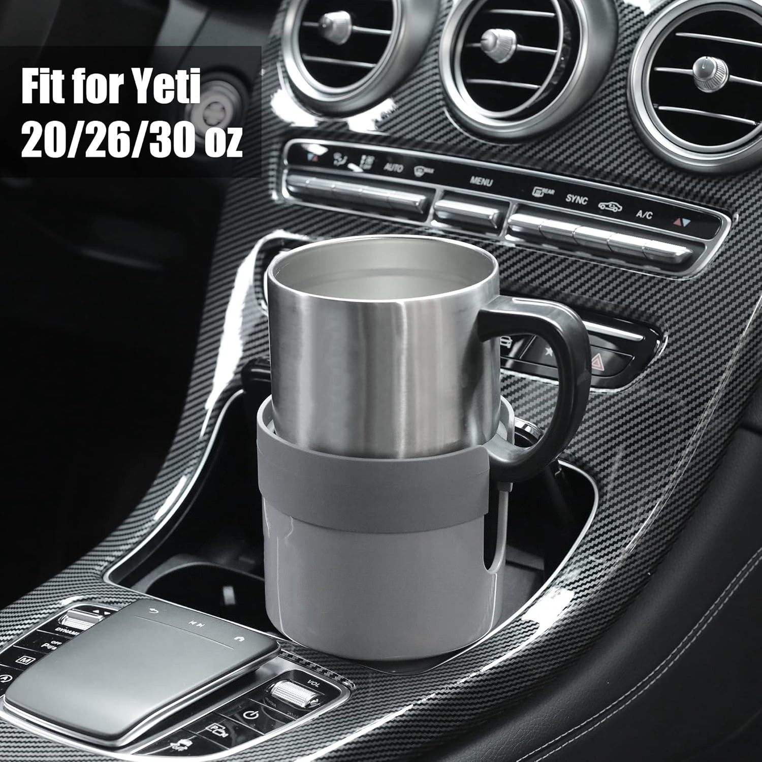 Car Cup Holder Expander Organizer with Adjustable Base, Compatible with 32/40