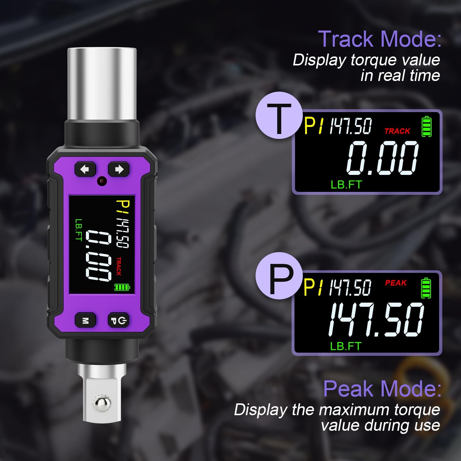1/2″ Digital Torque Adapter 2.9-147.6 Ft.lb/4-200 Nm with LED Buzzer