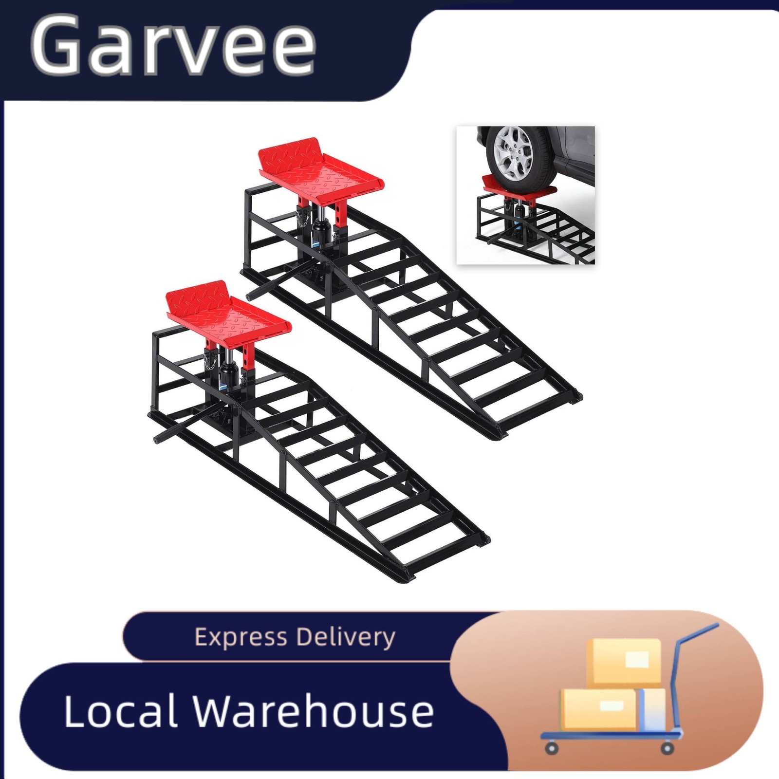 11000 LBS Load Capacity Featured On Heavy Duty Hydraulic Car Ramps 2 Pack, Adjus