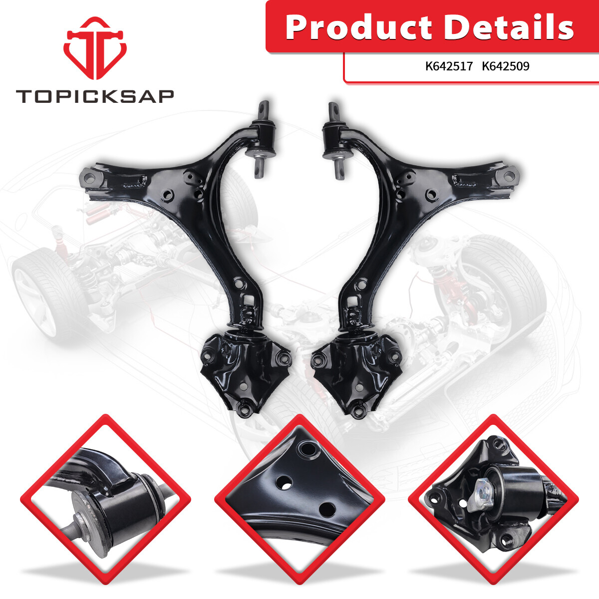 Front Right Lower + Front Left Lower Control Arm Set Fit 2013-2017 Honda Accord