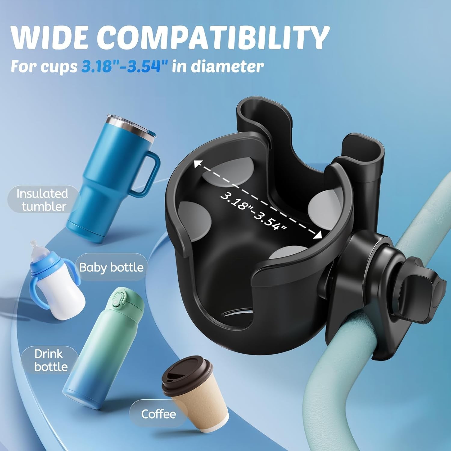 Stroller Cup Holder with Phone Attachment – Durable & Tool-Free Installation
