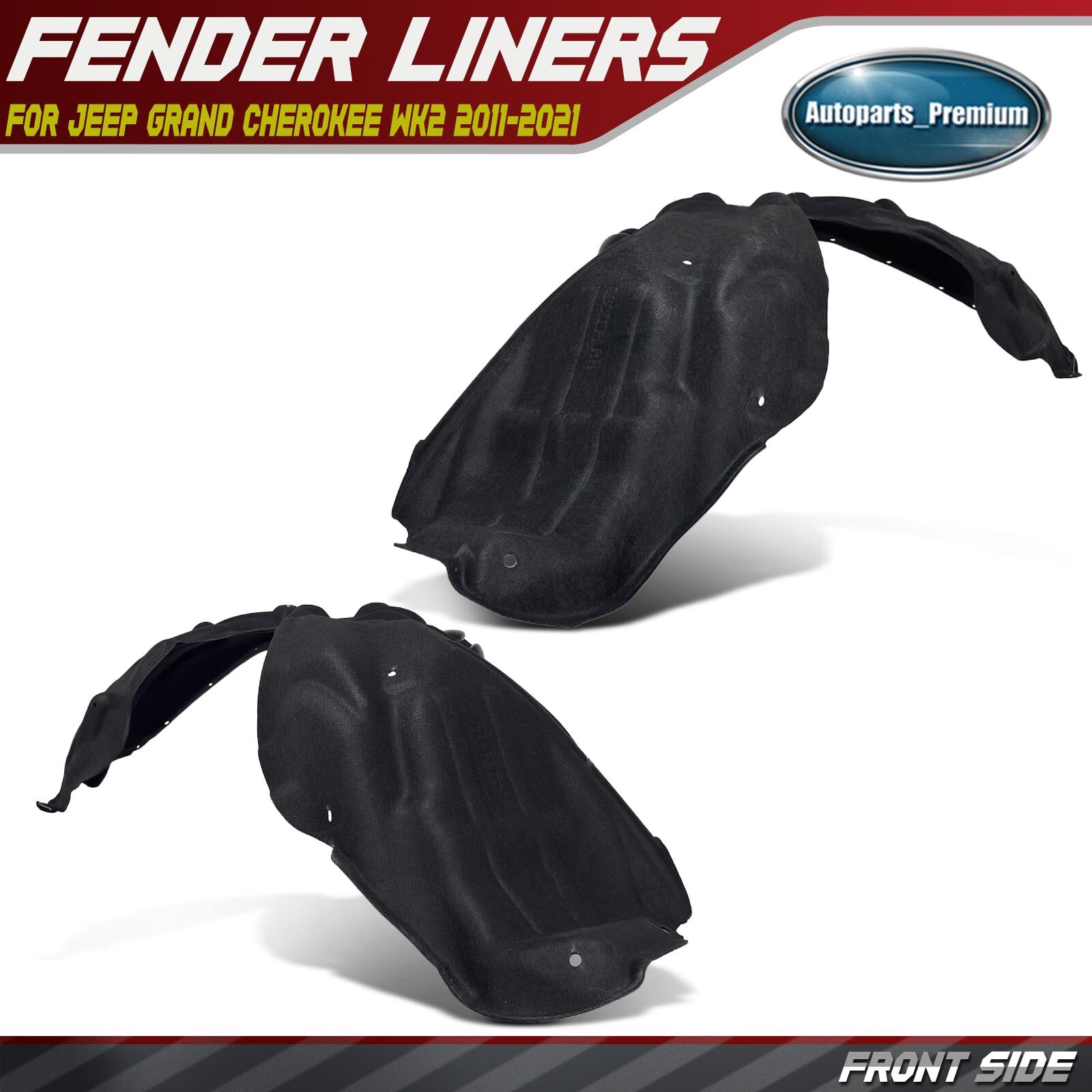 2x Front Inner Fender Liners Splash Shield for Jeep WK2 Grand Cherokee 2011-2021