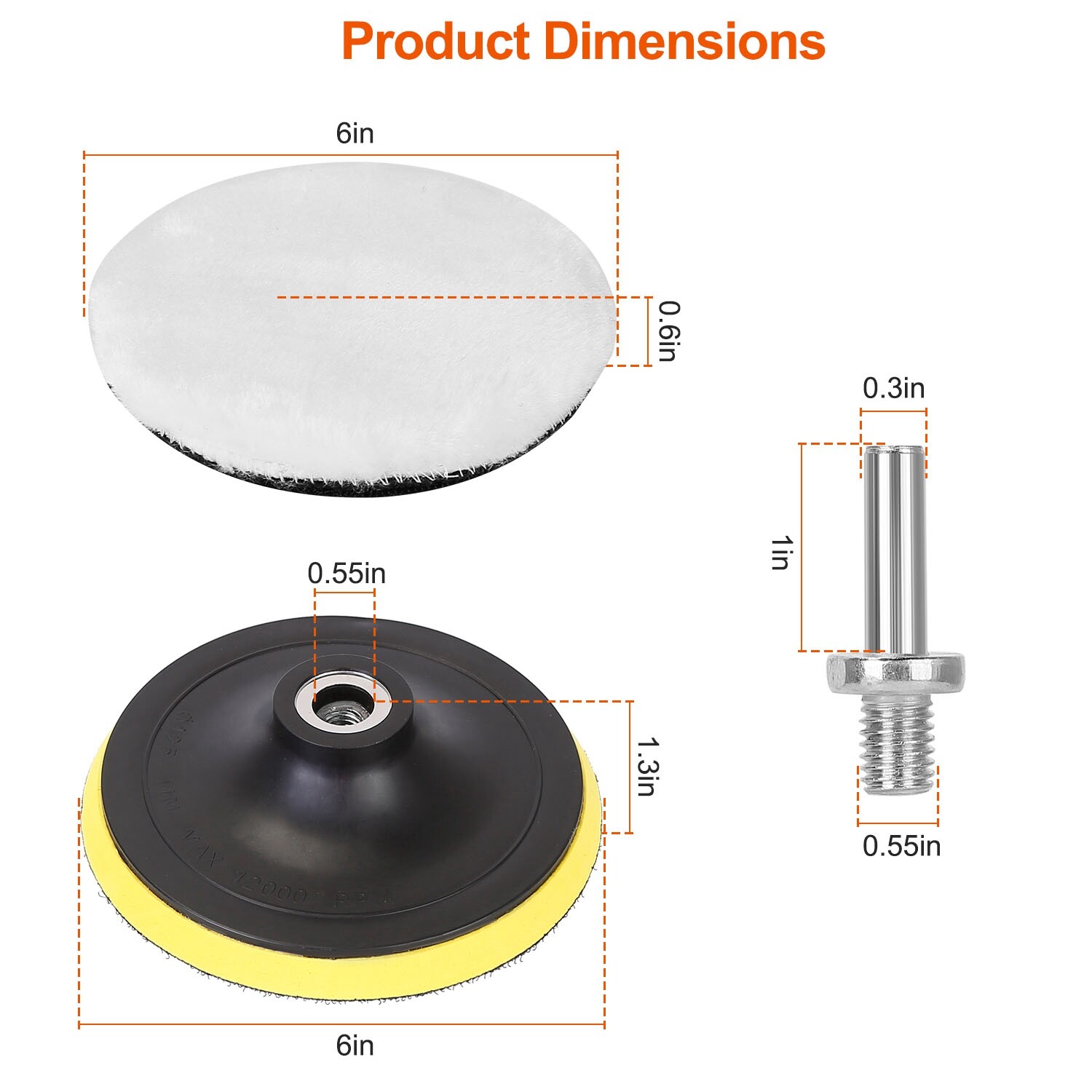 5Pcs 6in Buffing Polishing Pad Wool Wheel Mop Kit For Car Polisher Drill Adapter