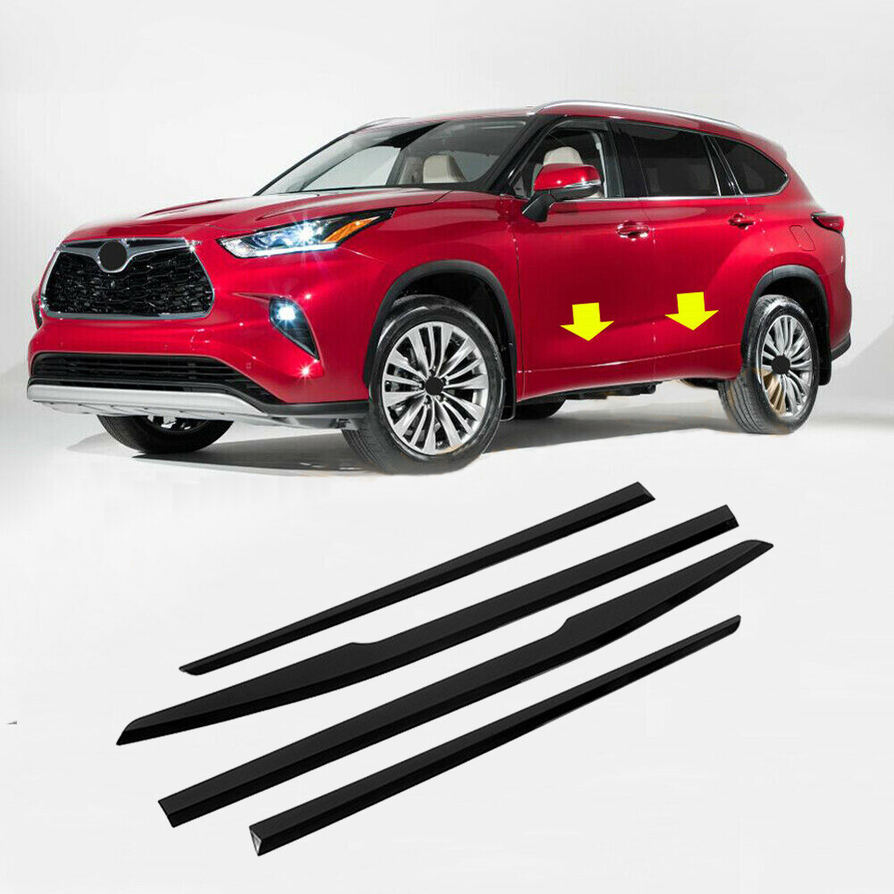 Fits Toyota Highlander 2020-2024 Black Outside Door Body Side Molding Cover Trim