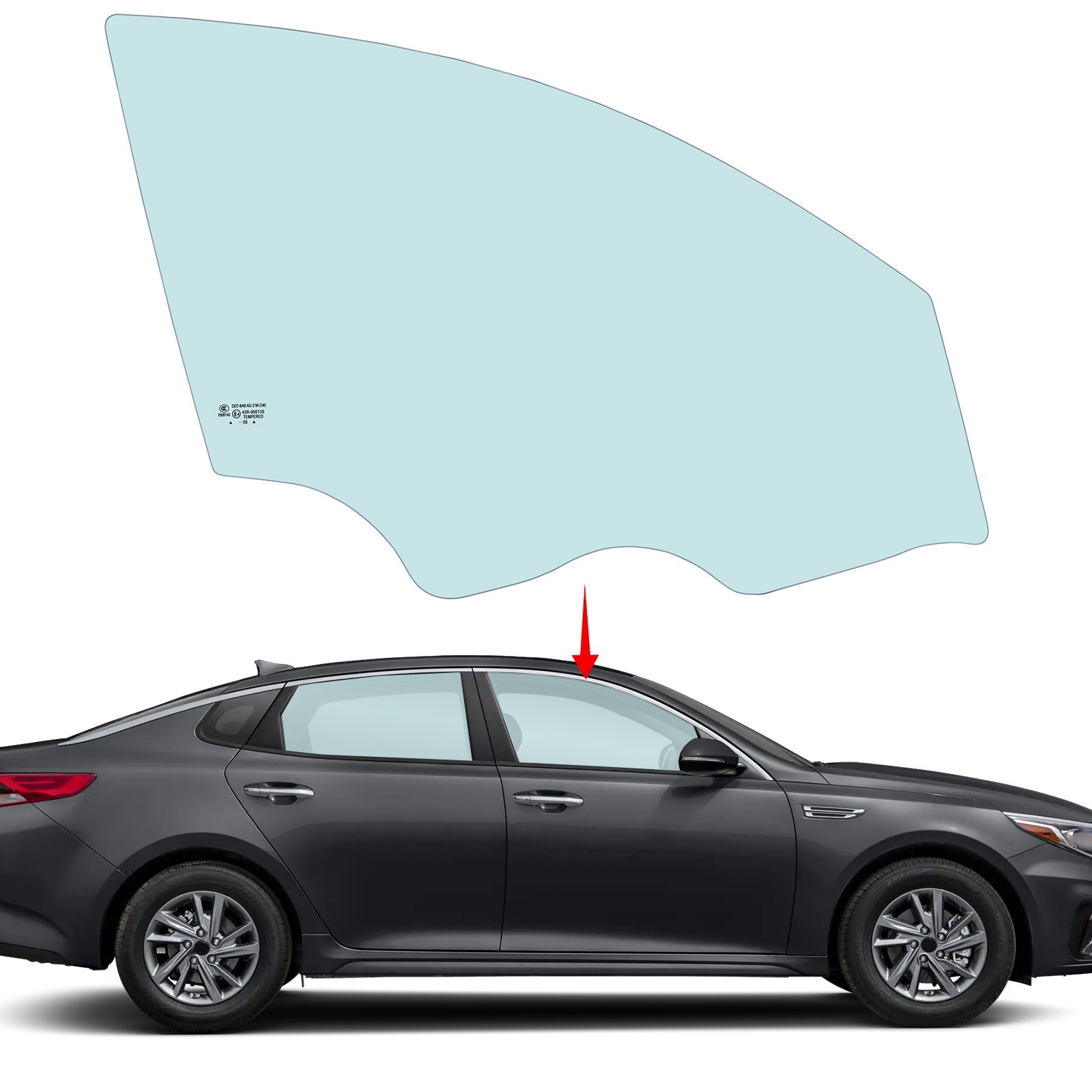 Passenger Right Side Front Door Window Glass For 2016-2020 Kia Optima 4D Sedan