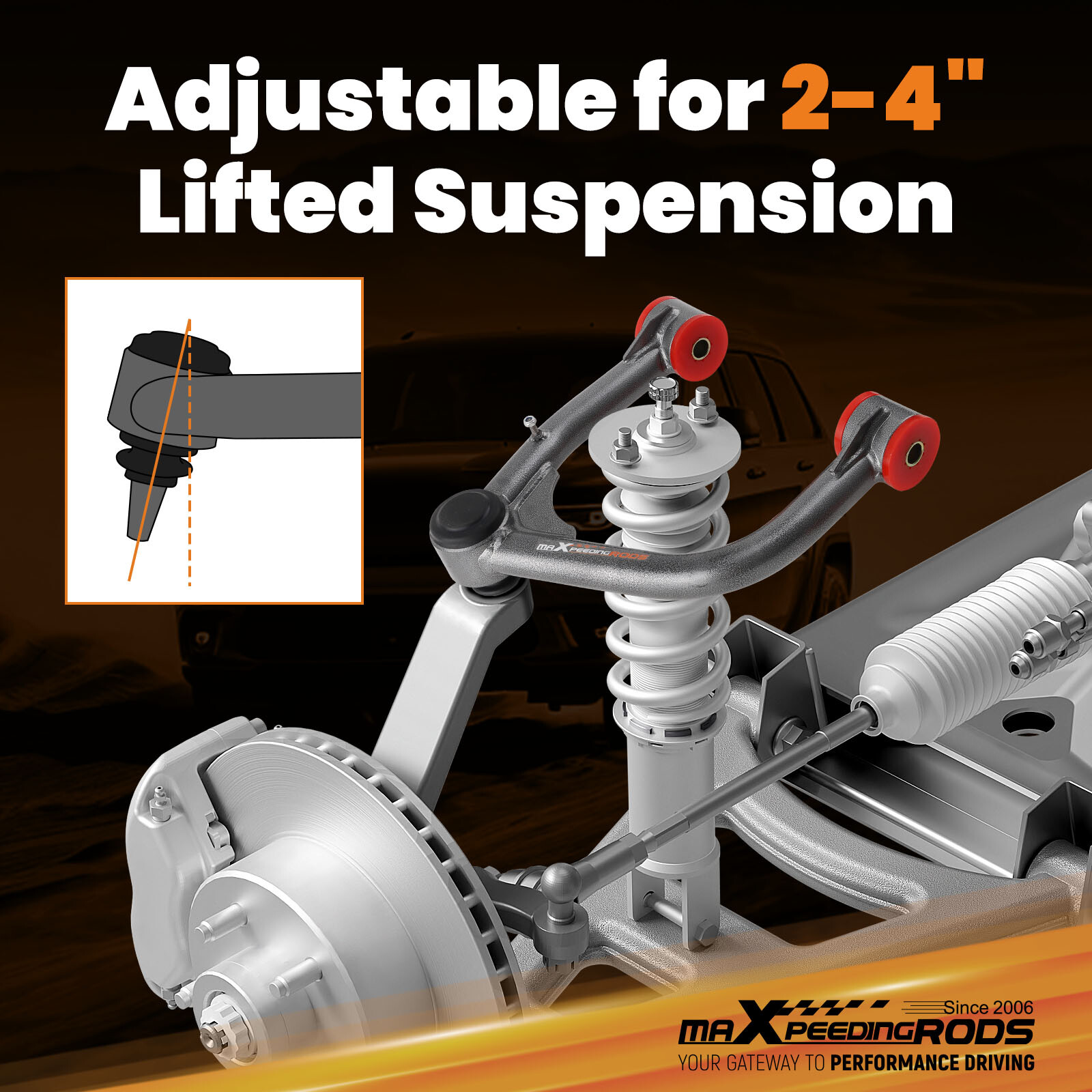 Heavy Duty Front Upper Control Arms 2-4″ Lift for Toyota Tundra 07-2022 Tubular